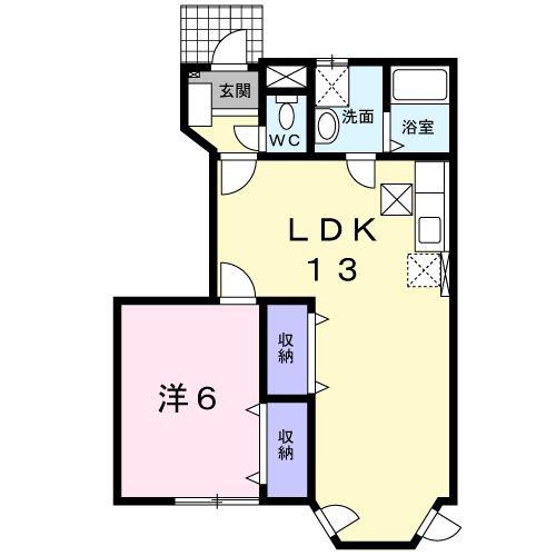 サンビレッジ河原田I(1LDK/1階)の間取り写真