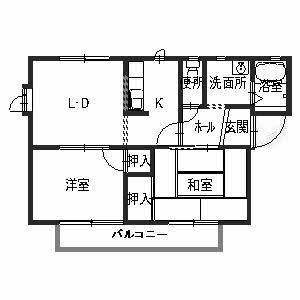 FRAGRANCE COMPLET B棟(2LDK/2階)の間取り写真