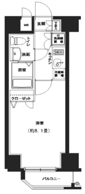 ドルチェ文京六義園(1K/4階)の間取り写真