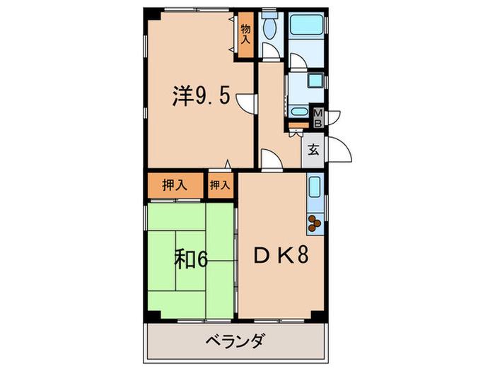 芦屋パティオ(2DK/1階)の間取り写真