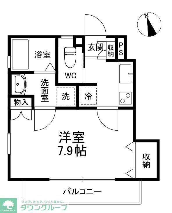 アムール(1K/1階)の間取り写真