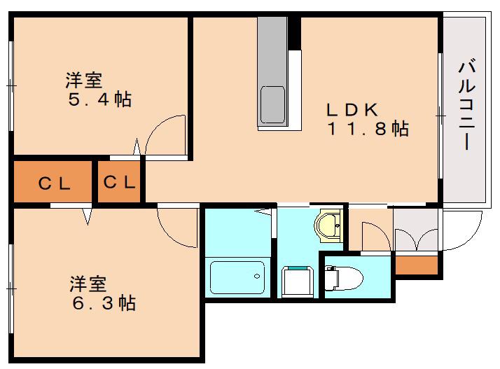 MAISON DE FOREST(2LDK/1階)の間取り写真