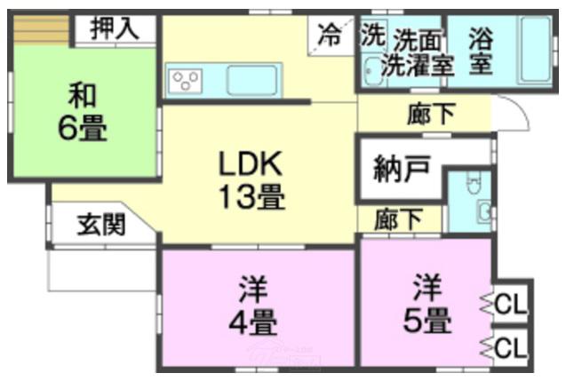 野原ハウスII(3LDK/1階)の間取り写真
