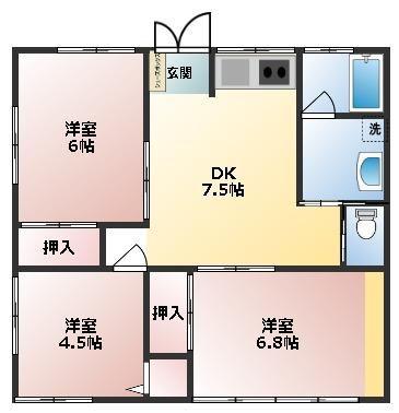 清水ハイツ(3DK/1階)の間取り写真