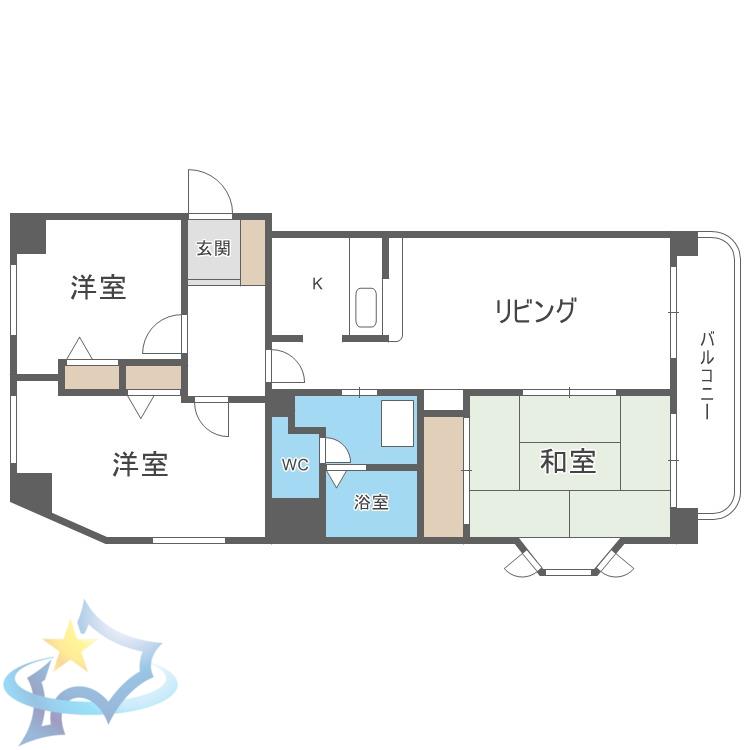 グローリー貴(3LDK/6階)の間取り写真