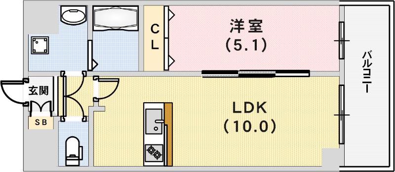 プレサンス兵庫ヴィアーレ(1LDK/2階)の間取り写真