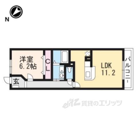ソレイユカヤノⅤ(1LDK/2階)の間取り写真