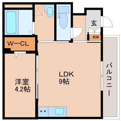 ボヌールQ2(1LDK/1階)の間取り写真