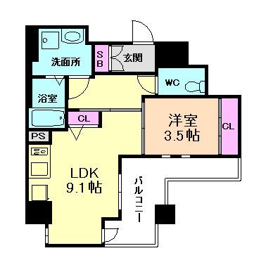 URBEX TENROKU(1LDK/7階)の間取り写真