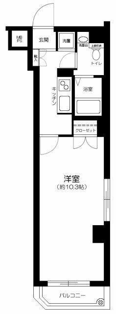 グランヴァン学芸大学(1K/3階)の間取り写真