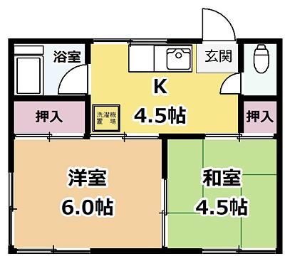 グリーンハイツ松浪(2K/1階)の間取り写真