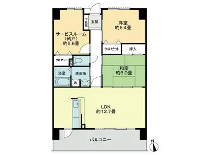 GRANDIA学園通(2SLDK/4階)の間取り写真