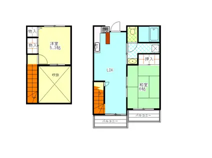 セゾンマキノ 木太(2LDK/3階)の間取り写真