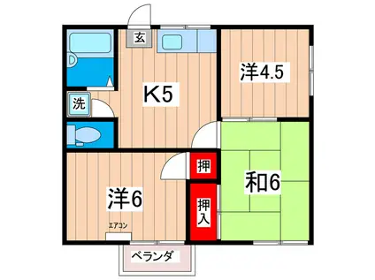 ハウスいまがわ(3K/2階)の間取り写真