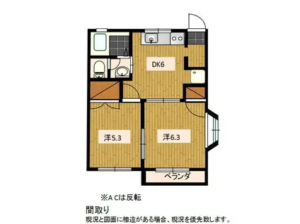 SWEET HOMEI(2DK/2階)の間取り写真