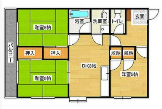 サンパレス温品(3LDK/2階)の間取り写真