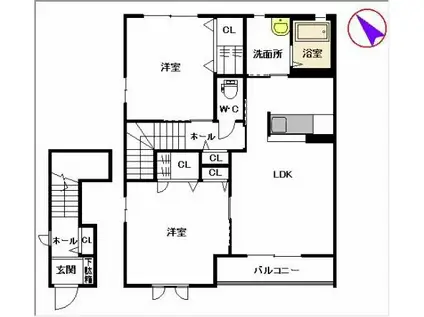 積水ハウスの(2LDK/2階)の間取り写真
