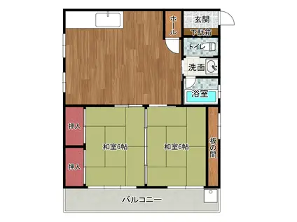 栄松マンション(2LDK/4階)の間取り写真
