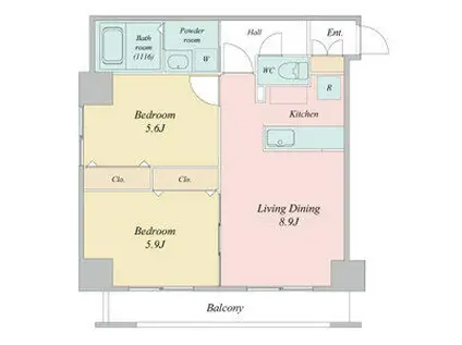 N28セントラルビル(2LDK/9階)の間取り写真
