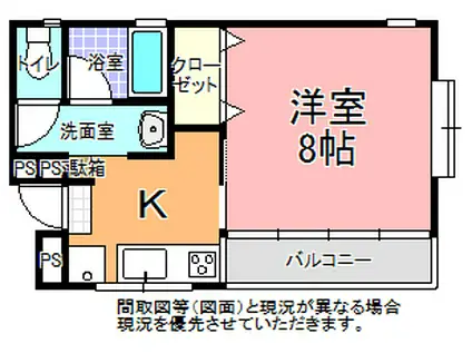 ハウスエムII(1K/1階)の間取り写真