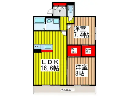 リバ-スト-ン(2LDK/1階)の間取り写真