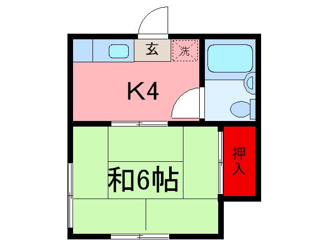 タマハイツ(1K/1階)の間取り写真