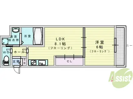 サンレム-ト江坂イースト(1LDK/4階)の間取り写真