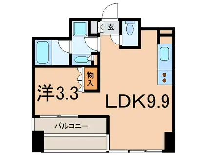 カスタリア目黒かむろ坂(1DK/6階)の間取り写真