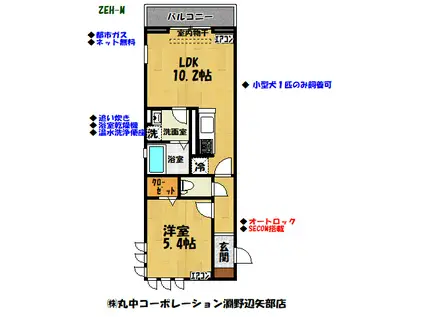 GRAND STATION宮上Ⅱ(1LDK/2階)の間取り写真
