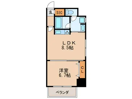 さくらHILLS NISHIKI PLATINUM RESIDENCE(1LDK/8階)の間取り写真