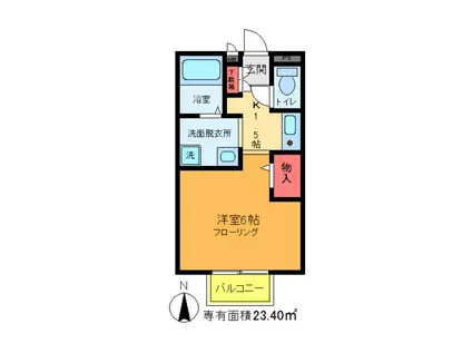 ジュネス西新井I(1K/2階)の間取り写真