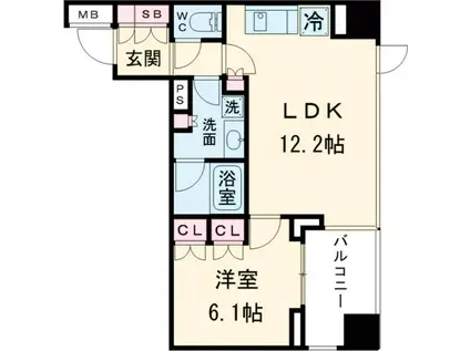 パークハウス東中野リヴゴーシュ(1LDK/3階)の間取り写真