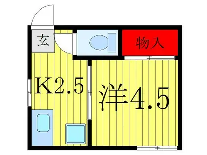 長峰荘(1K/2階)の間取り写真