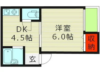 ファーストイン森ノ宮(1DK/4階)の間取り写真