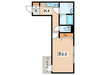 フルセイル鶴間(1K/2階)の間取り写真