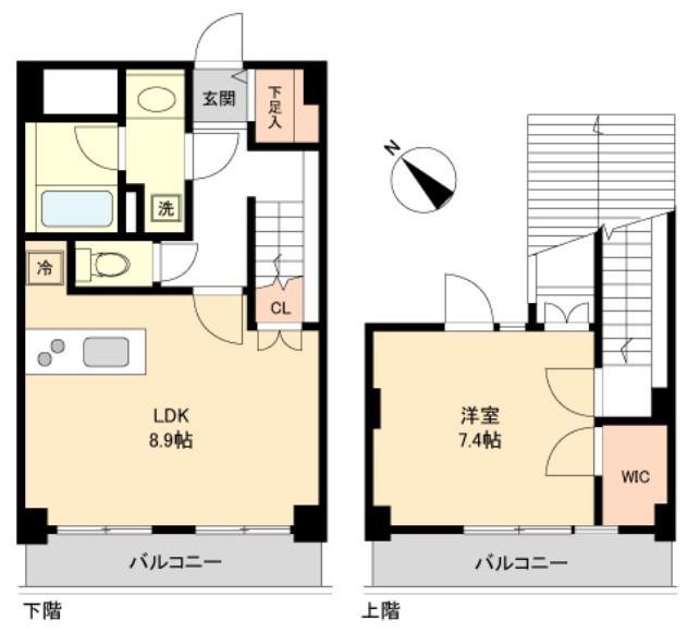 ルクレ初台(1LDK/4階)の間取り写真