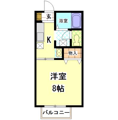 ＪＲ山陽本線 新倉敷駅 徒歩13分 2階建 築31年(1K/2階)の間取り写真