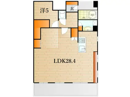 アースコートディアキャナル下関(1LDK/2階)の間取り写真