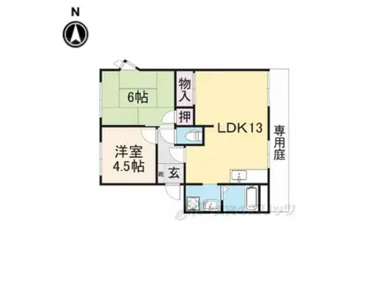 フレグランス左京A棟(2LDK/1階)の間取り写真