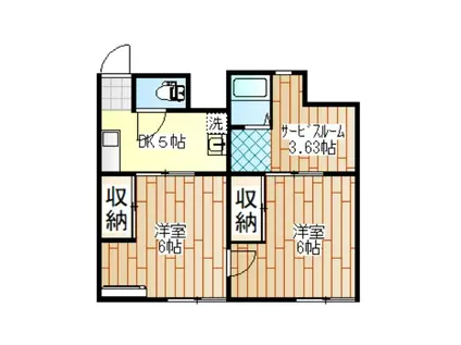 旭ハイツ(3DK/2階)の間取り写真