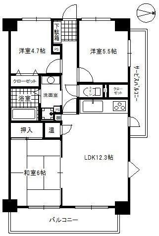 サンコーポ幸(3LDK/1階)の間取り写真