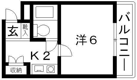 リバティーコート(1K/2階)の間取り写真