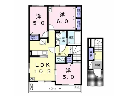 シュマン メゾン(3LDK/2階)の間取り写真