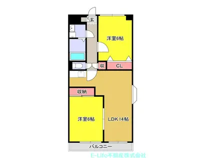 ウィンドヒル・トヨダ(2LDK/1階)の間取り写真