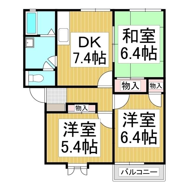 セントレージ三本柳 N(3DK/1階)の間取り写真