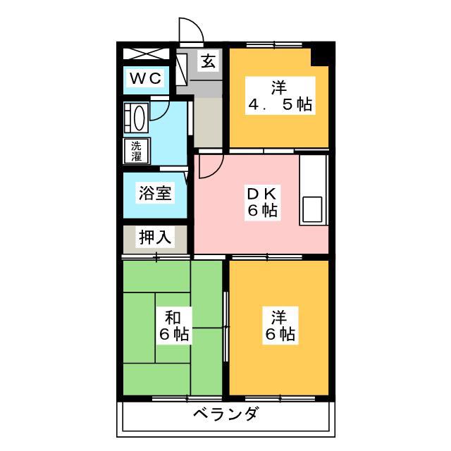 アルシオネ近藤(3DK/2階)の間取り写真