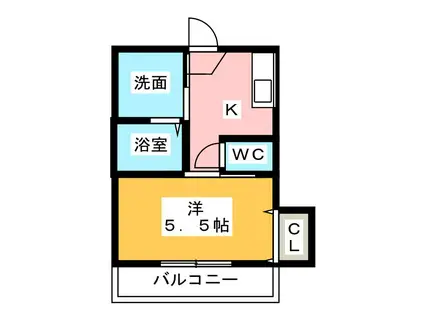 ドリムーン(1K/2階)の間取り写真