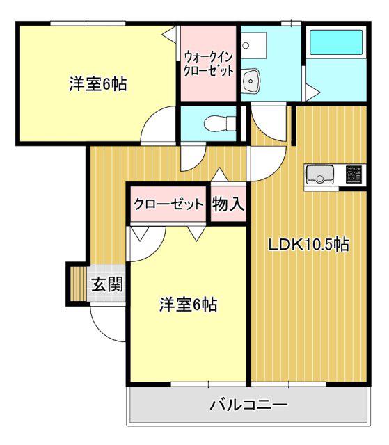 棒屋第七下池ハイツ(2LDK/1階)の間取り写真