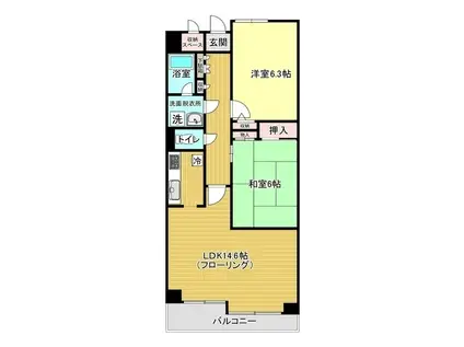 オーキットコート(2LDK/4階)の間取り写真