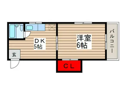 渡辺ハイツ(1DK/2階)の間取り写真